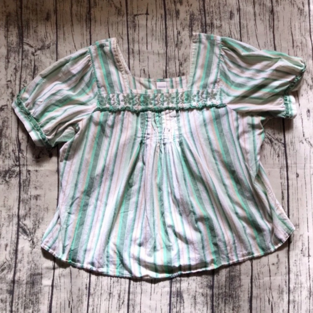 ✨HP✨ Venezia Stripe Floral Cross Stitch Blouse Top 26 28 - Picture 3 of 5